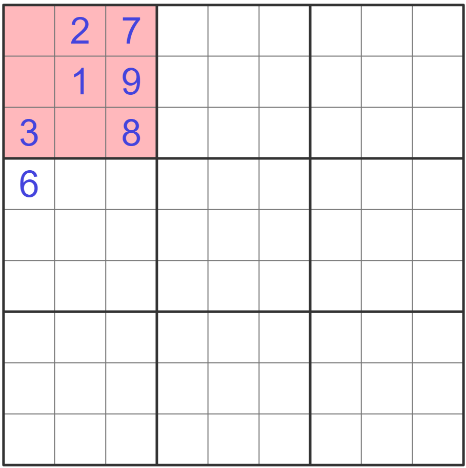 Hidden single example