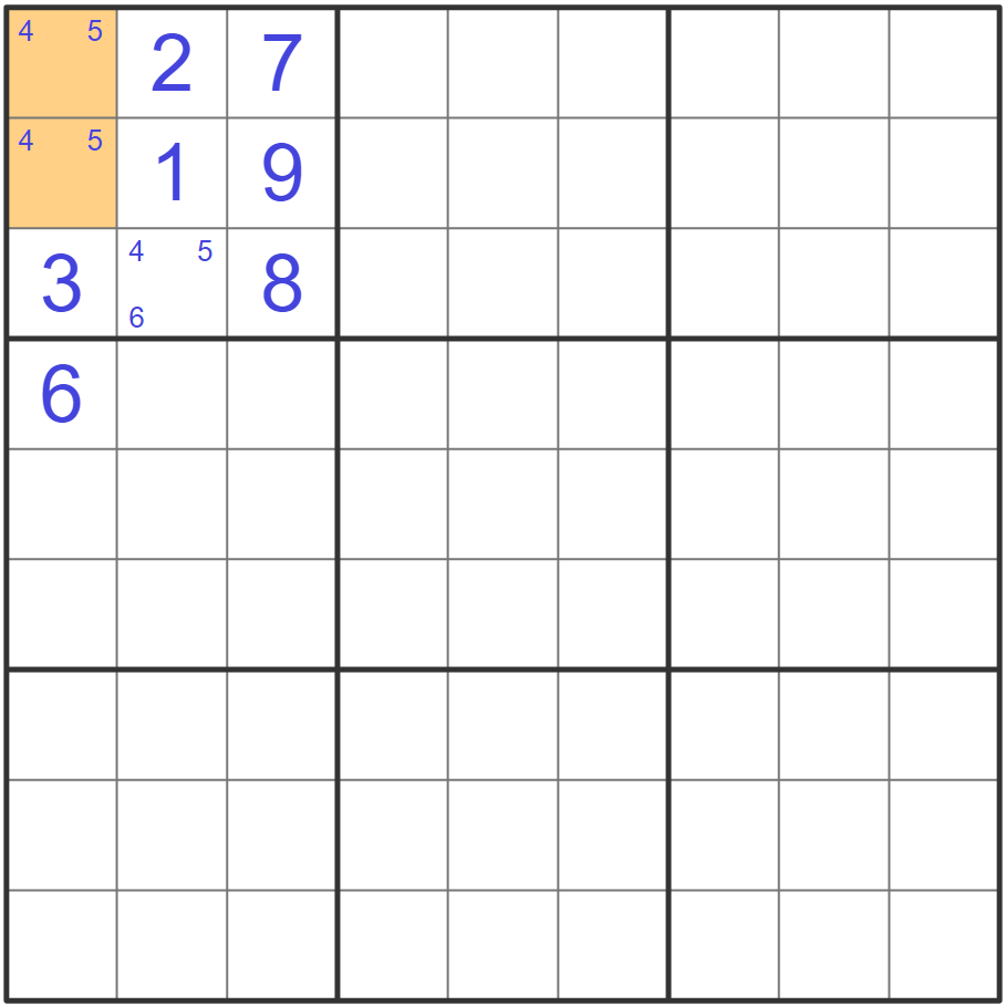 Hidden single example