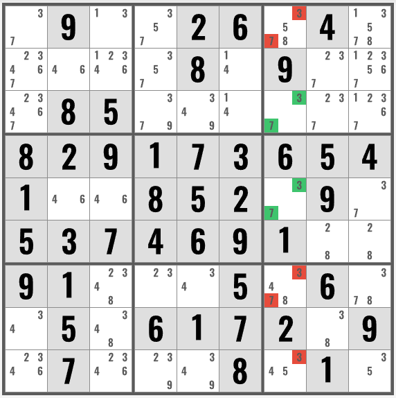 Naked Pair practice puzzle example eliminations