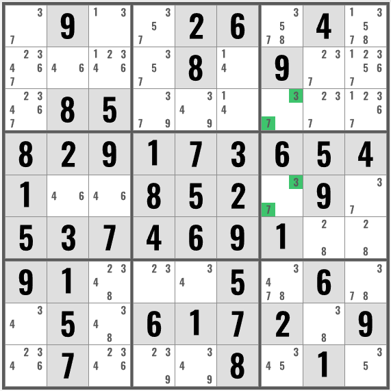 Naked Pair practice puzzle example